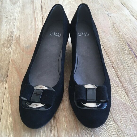 STUART WEITZMAN Beaudelair Black Suede Hidden Wedge Heel Shoes US Size 9M - Picture 2 of 7